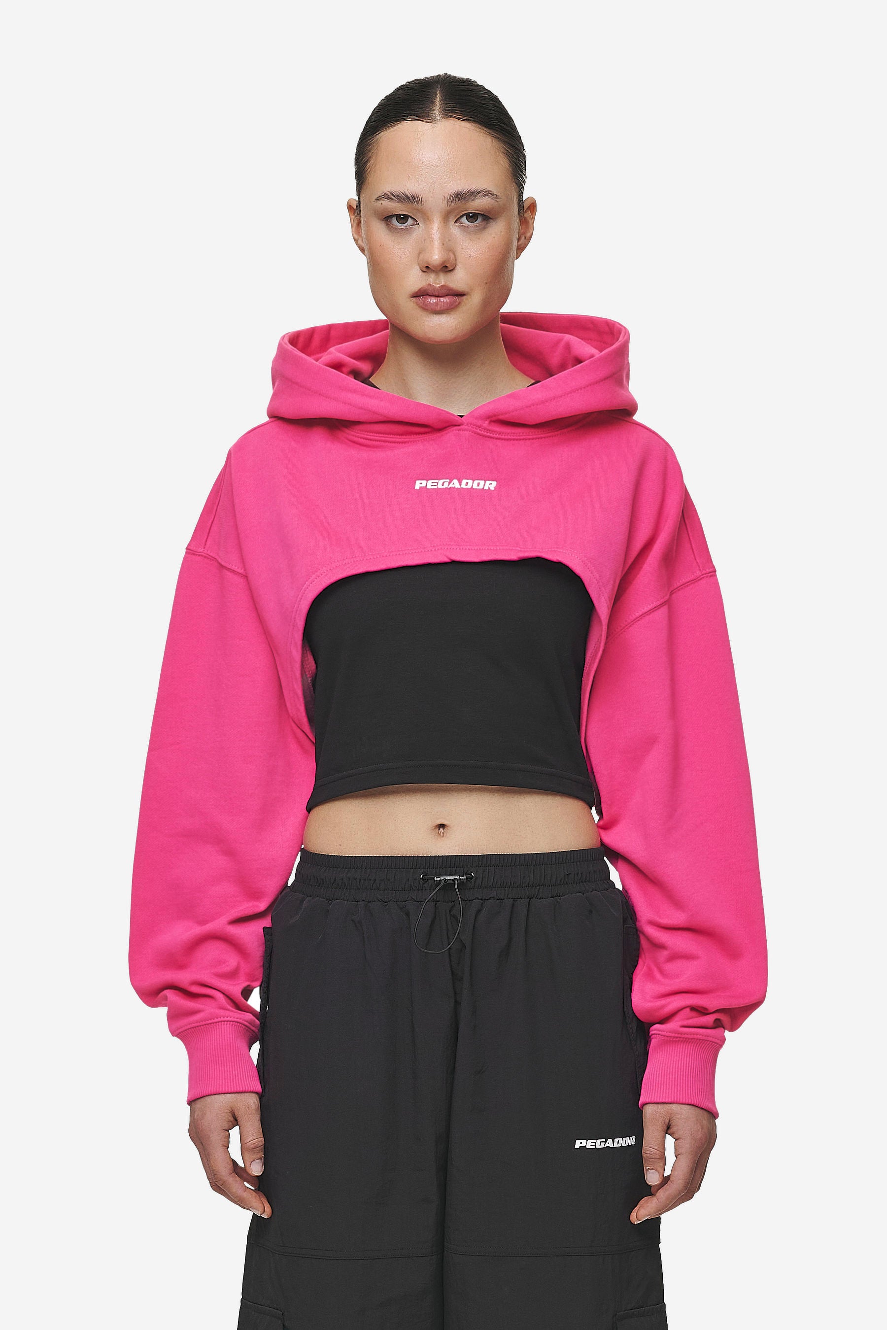 Pegador Mina Super Cropped Hoodie Washed Digital Pink Hauptansicht aus der Most Alive Kollektion für DaHerren