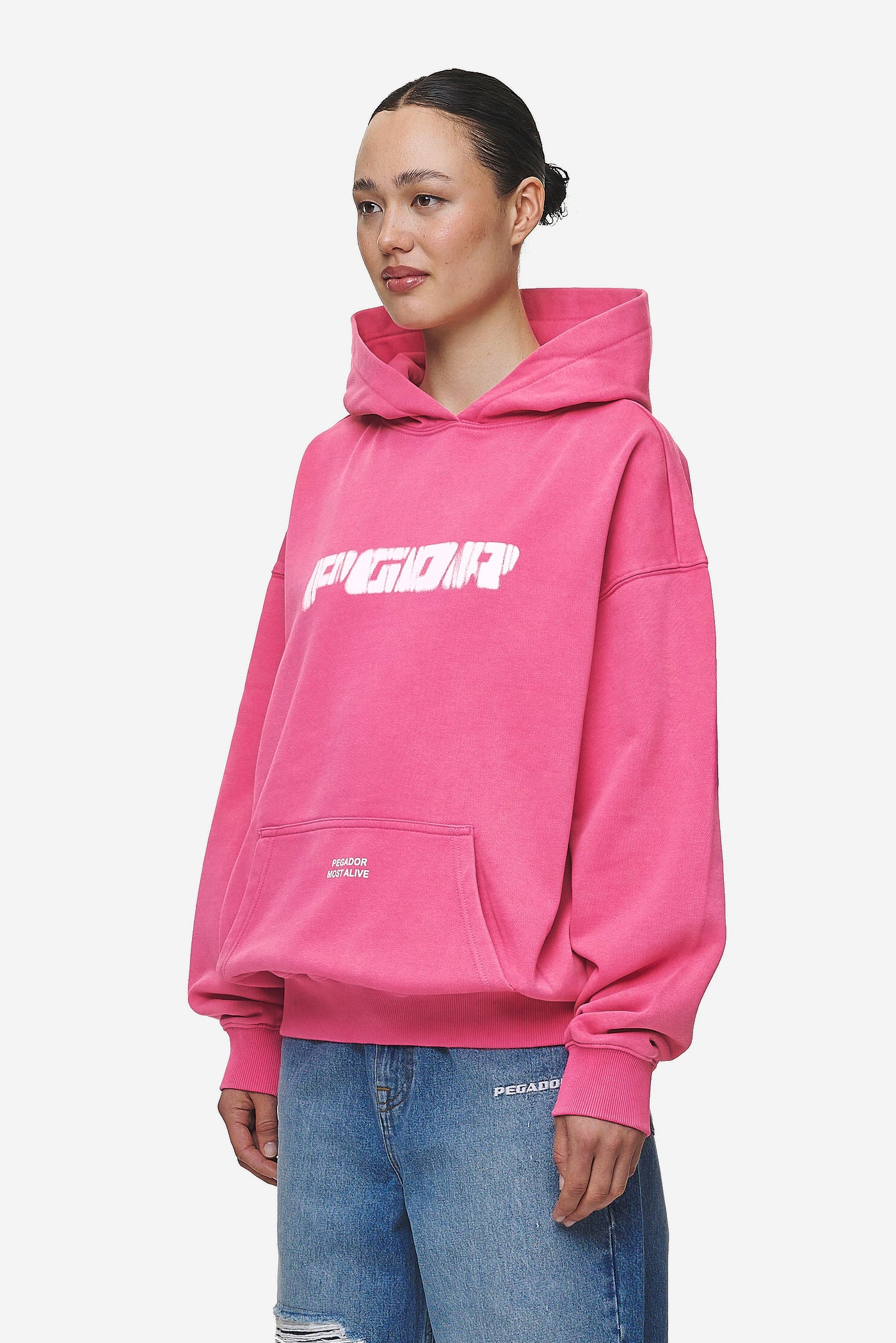 Pegador Suta Oversized Hoodie Vintage Digital Pink Gegenansicht aus der Most Alive Kollektion für DaHerren