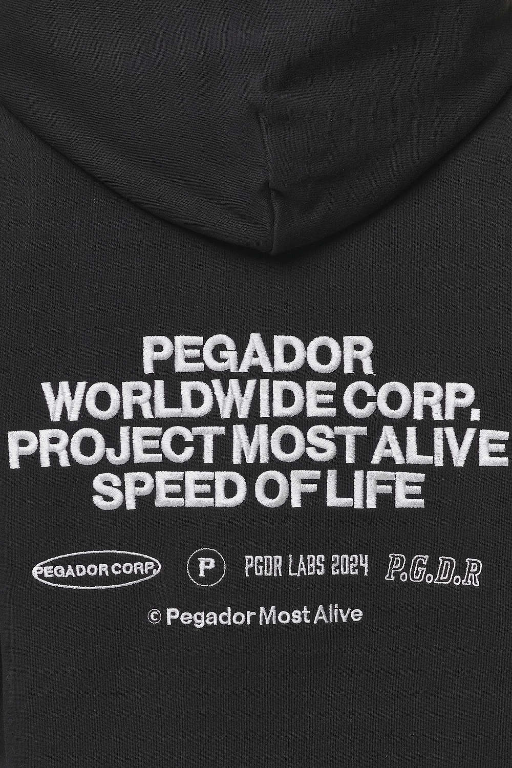 Pegador Sora Oversized Hoodie Washed Black Detailshot aus der Most Alive Kollektion für DaHerren