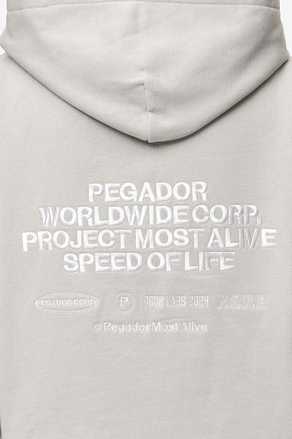 Pegador Sora Oversized Hoodie Washed Moon Grey Detailshot aus der Most Alive Kollektion für DaHerren