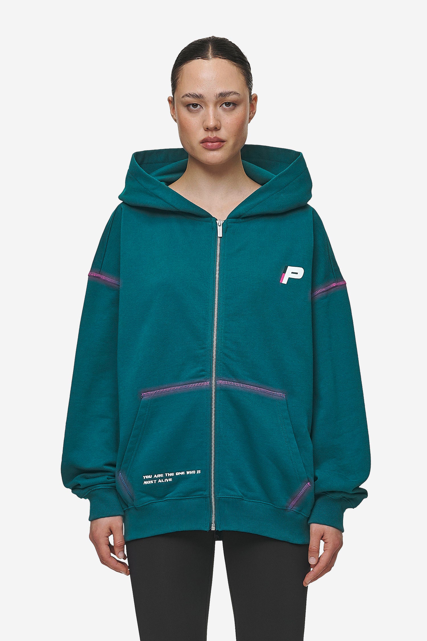 Pegador Jenna Oversized Sweat Jacket Washed Urban Turquoise Seitenansicht aus der Most Alive Kollektion für DaHerren