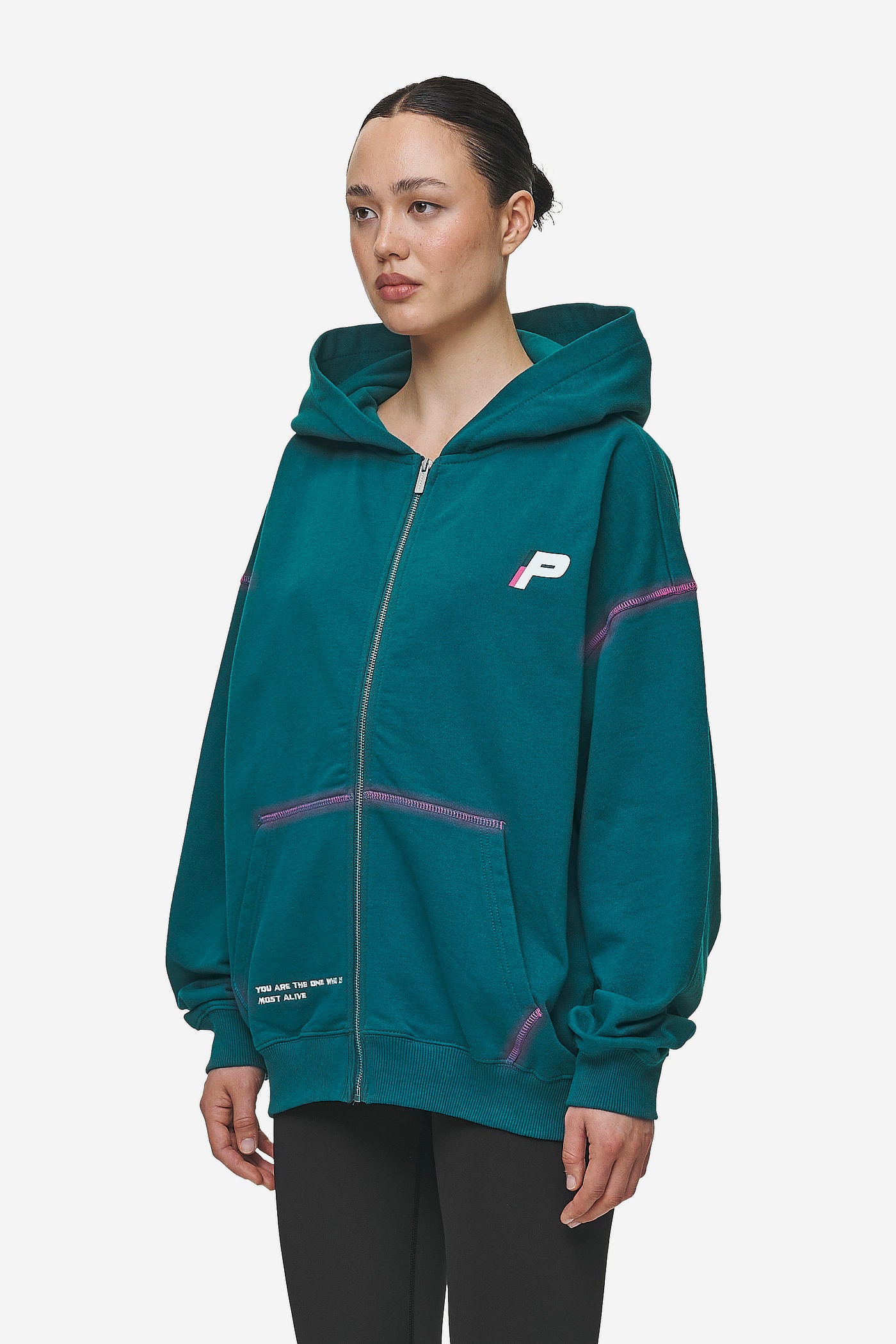 Pegador Jenna Oversized Sweat Jacket Washed Urban Turquoise Gegenansicht aus der Most Alive Kollektion für DaHerren