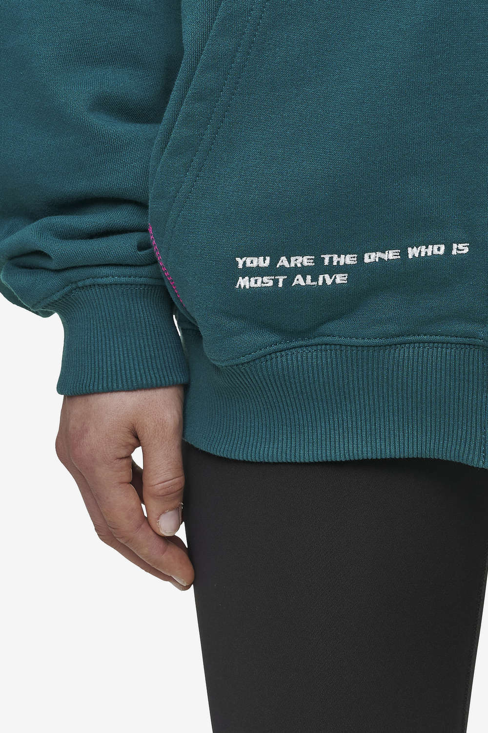 Pegador Jenna Oversized Sweat Jacket Washed Urban Turquoise Detailshot aus der Most Alive Kollektion für DaHerren