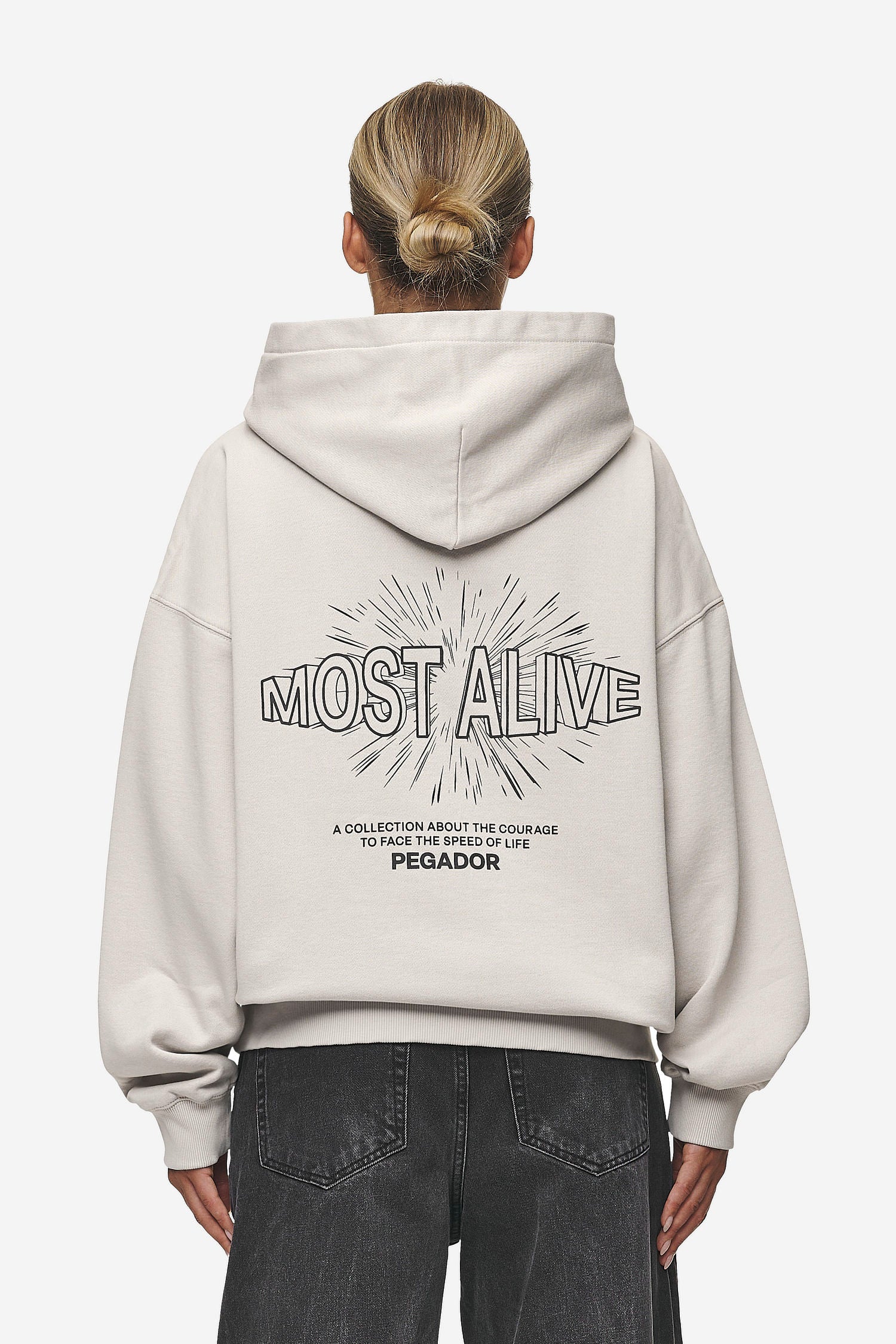 Pegador Nisa Oversized Hoodie Washed Moon Grey Hauptansicht aus der Most Alive Kollektion für DaHerren