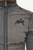 Pegador Elly Denim Biker Jacket Washed Deep Grey Detailshot aus der Most Alive Kollektion für DaHerren