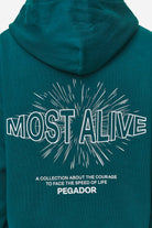 Pegador Nisa Oversized Hoodie Washed Urban Turquoise Detailshot aus der Most Alive Kollektion für DaHerren