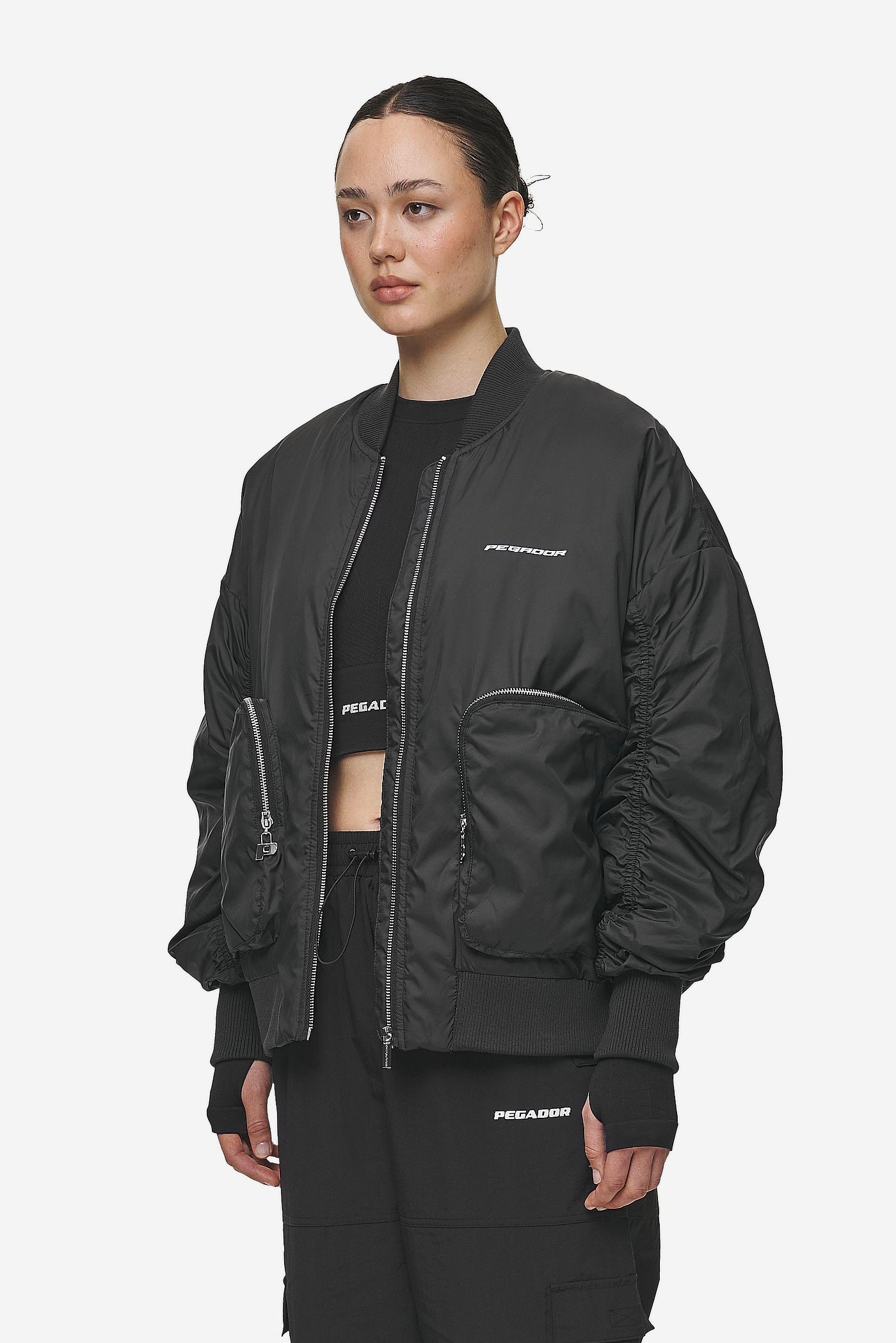 Pegador Shila Oversized Bomberjacket Black Gegenansicht aus der Most Alive Kollektion für DaHerren