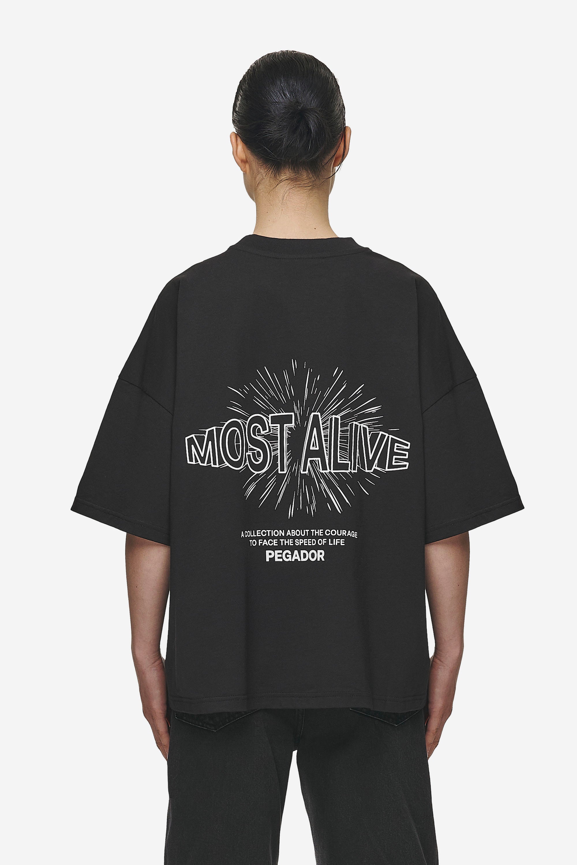 Pegador Nisa Heavy Oversized Tee Washed Black Hauptansicht aus der Most Alive Kollektion für DaHerren