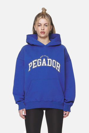 Pegador Wayruna Oversized Hoodie Washed True Blue Hauptansicht aus der Never Too Late Kollektion für DaHerren