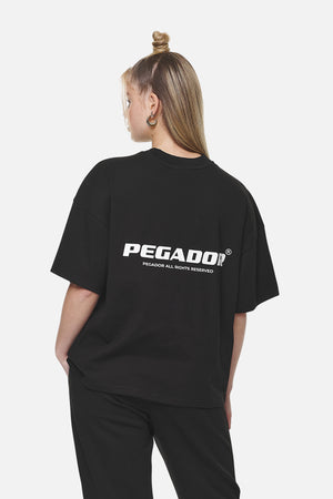 Pegador Arendal Logo Heavy Oversized Tee Black White Hauptansicht aus der Never Too Late Kollektion für DaHerren