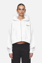 Pegador Marla Cropped Zip Hoodie White Black Gum Hauptansicht aus der Never Too Late Kollektion für DaHerren