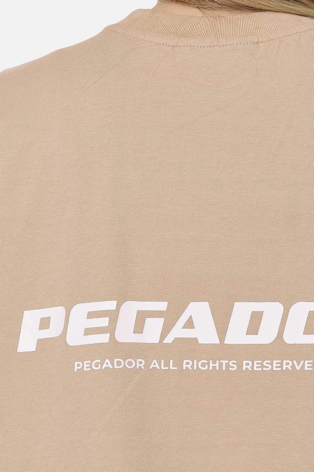 Pegador Arendal Logo Heavy Oversized Tee Washed Safari Sand White Detailshot aus der Never Too Late Kollektion für DaHerren