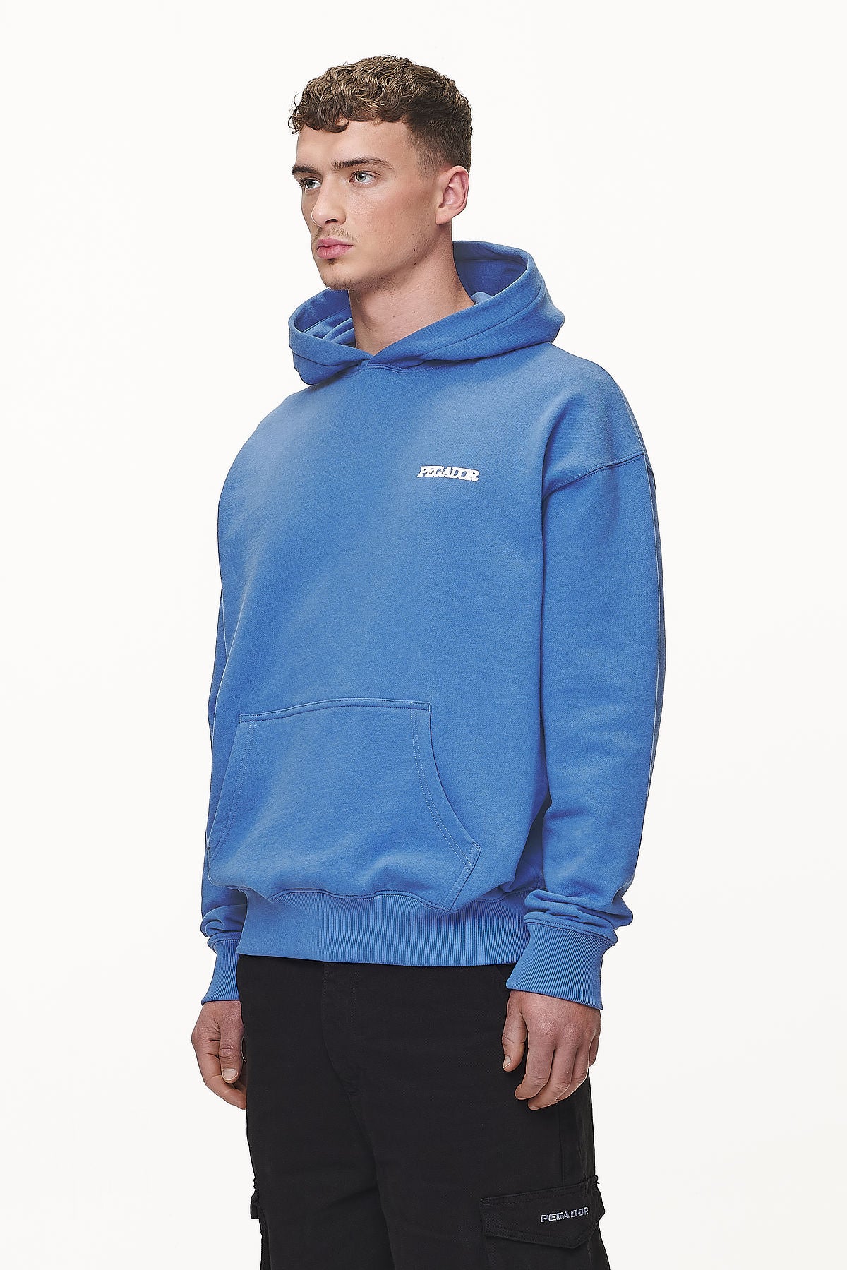 Pegador Bass Oversized Hoodie Washed Retro Blue Gegenansicht aus der Never Too Late Kollektion für Herren