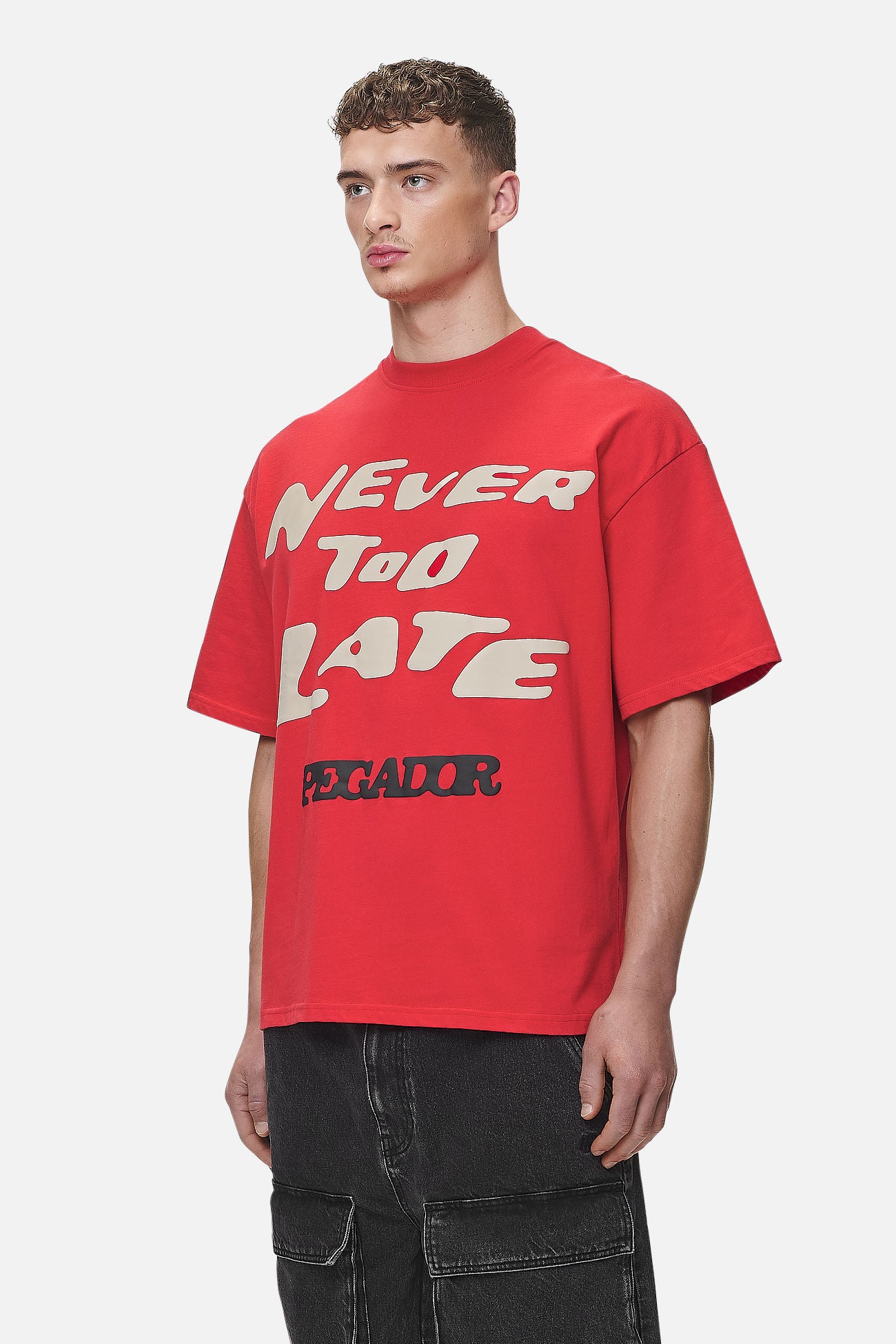 Pegador Corey Boxy Tee Washed Red Gegenansicht aus der Never Too Late Kollektion für Herren