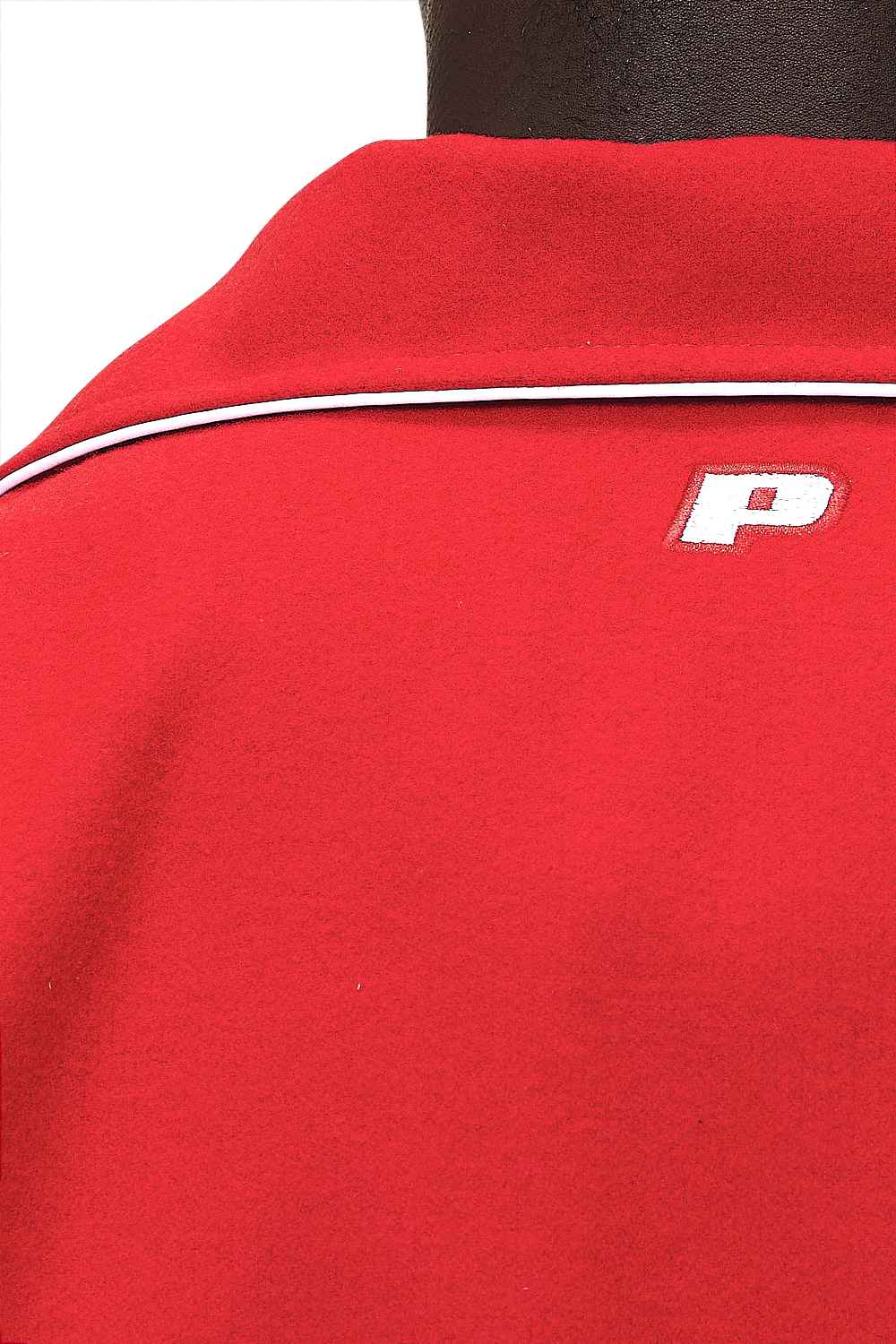 Pegador Oris Varsity Jacket Red Cream Detailshot aus der Never Too Late Kollektion für Herren