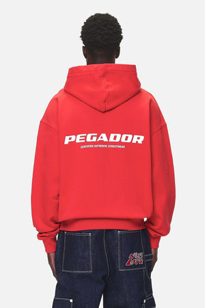 Pegador Colne Logo Oversized Sweat Jacket Washed Red Hauptansicht aus der Never Too Late Kollektion für Herren