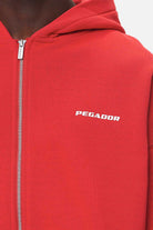 Pegador Colne Logo Oversized Sweat Jacket Washed Red Detailshot aus der Never Too Late Kollektion für Herren