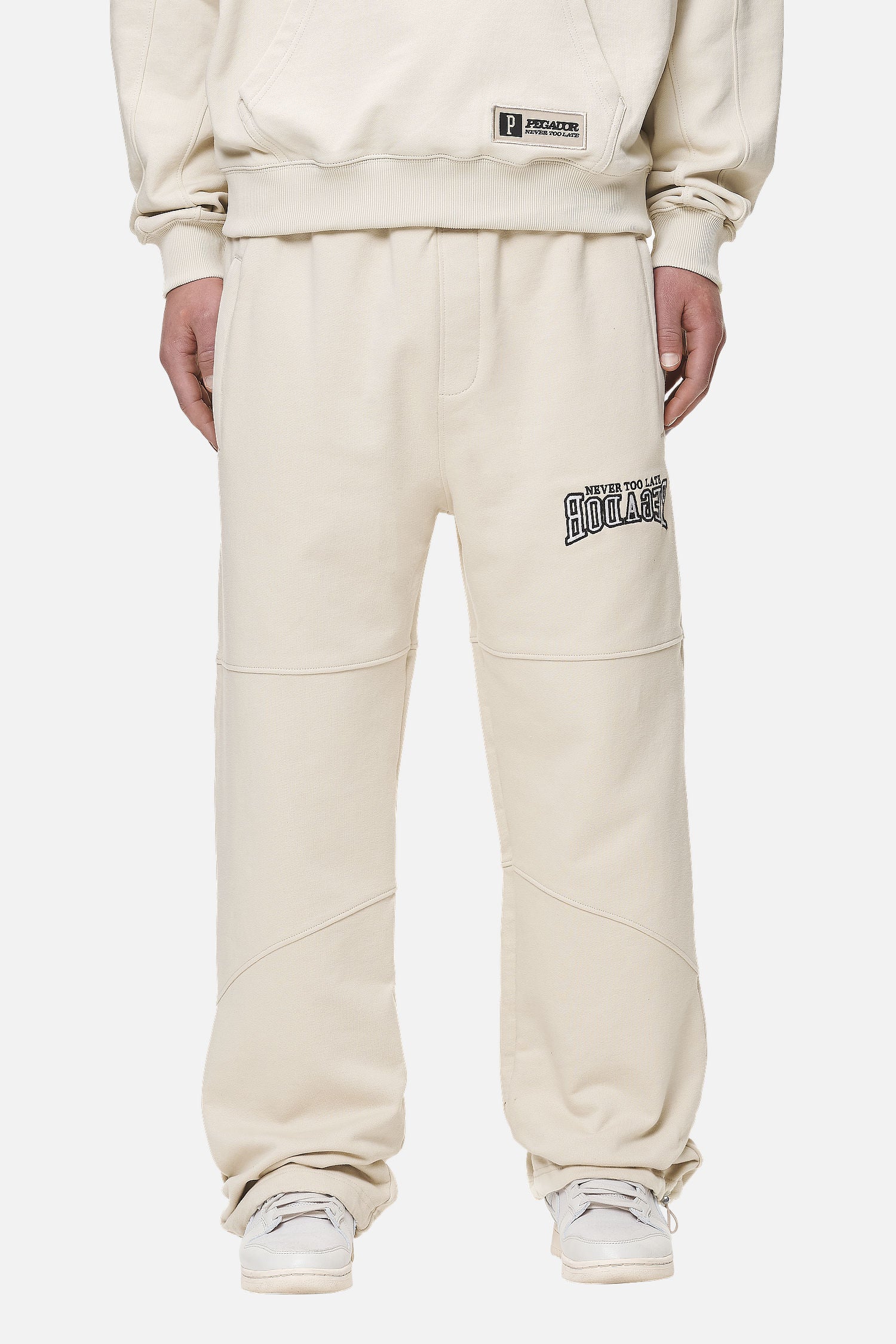 Pegador Beech Baggy Sweat Pants Washed Desert Sand Hauptansicht aus der Never Too Late Kollektion für Herren