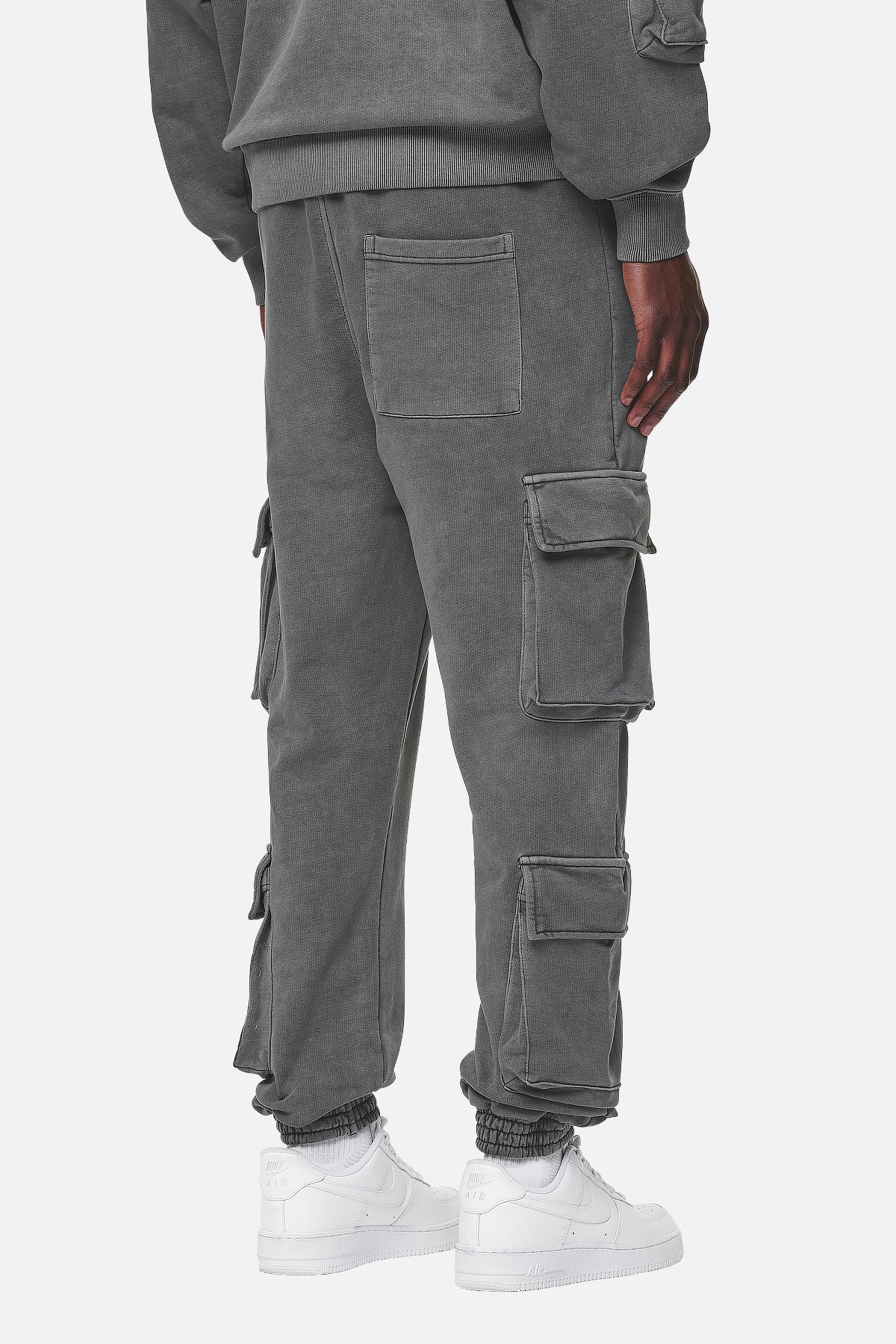 Pegador Harvey Terry Cargo Sweat Pants Vintage Grey Gegenansicht aus der Never Too Late Kollektion für Herren