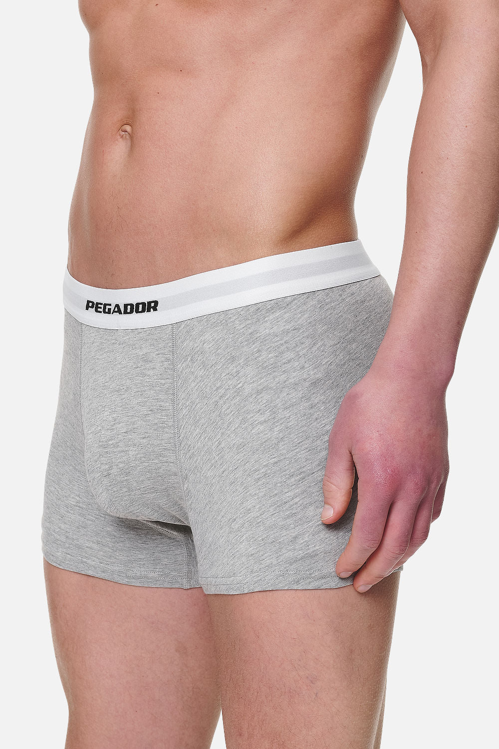 Pegador Camino Boxershorts Single Logo 3 Pack Grey Melange White Gegenansicht aus der PEGADOR® Kollektion für Herren und Damen