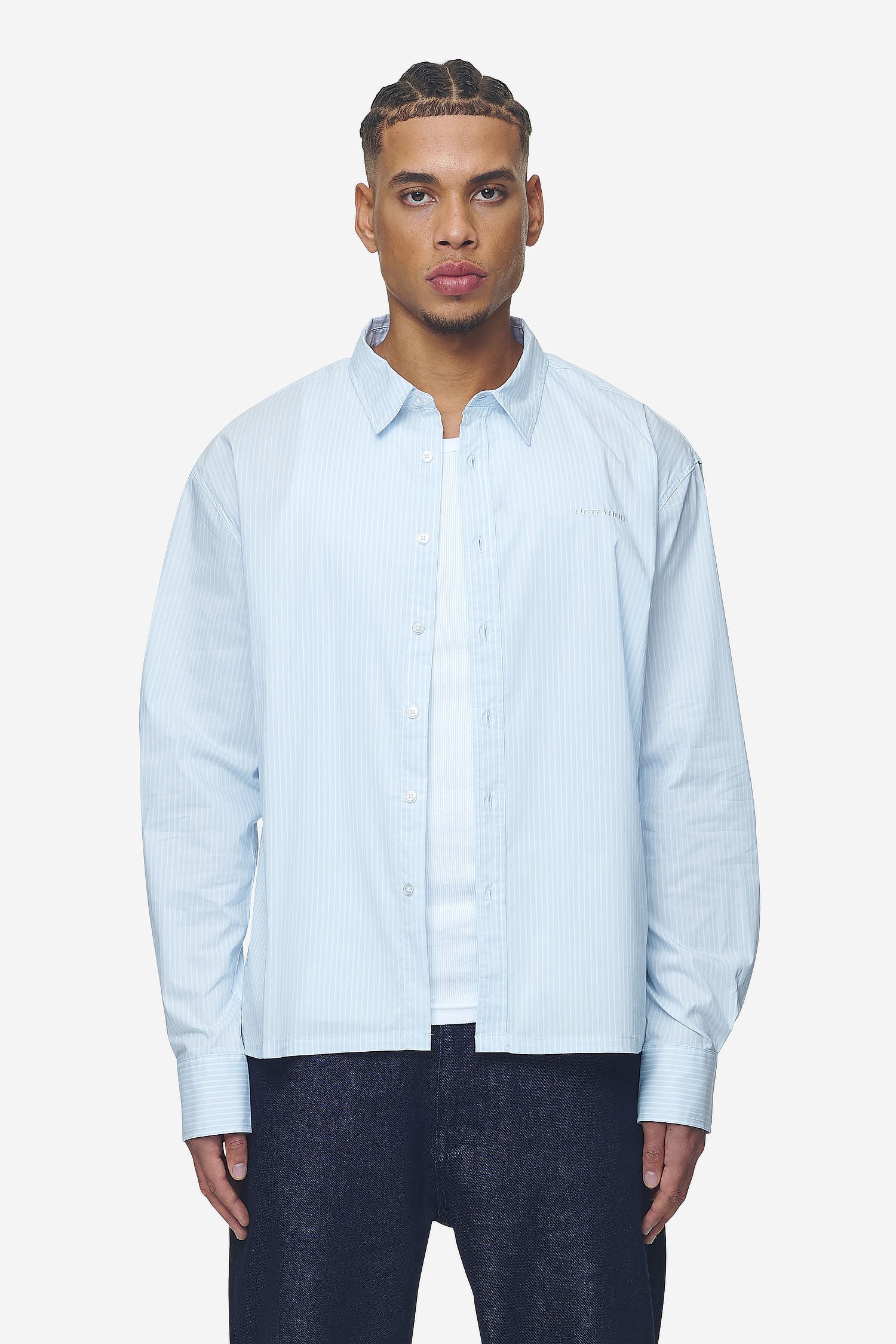 Pegador Raton Oversized Longsleeve Shirt Baby Blue White Hauptansicht aus der Next Wave Kollektion für Herren