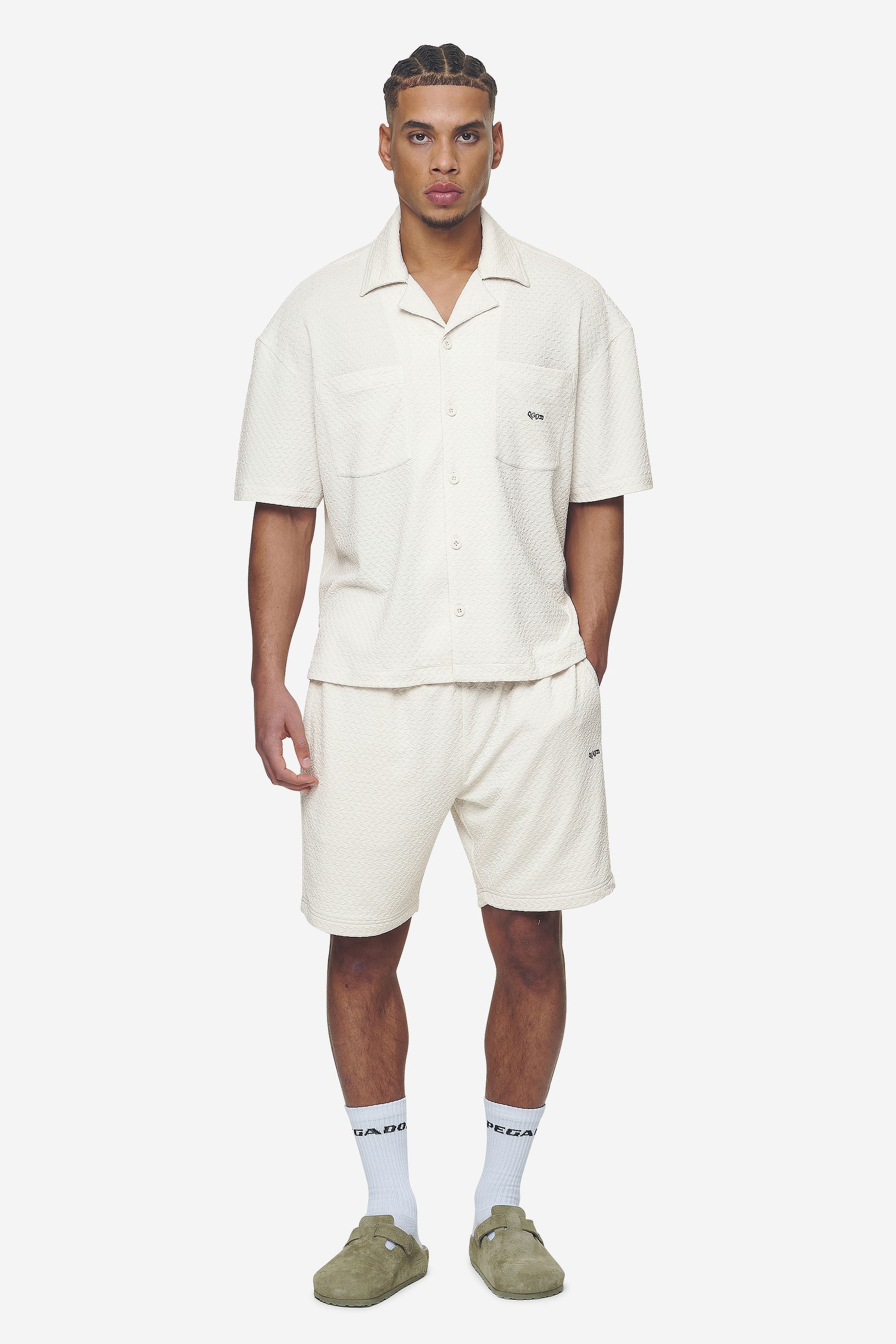 Pegador Wyton Structured Summer Shirt Salty Cream Ganzkörper Bild aus der Next Wave Kollektion für Herren