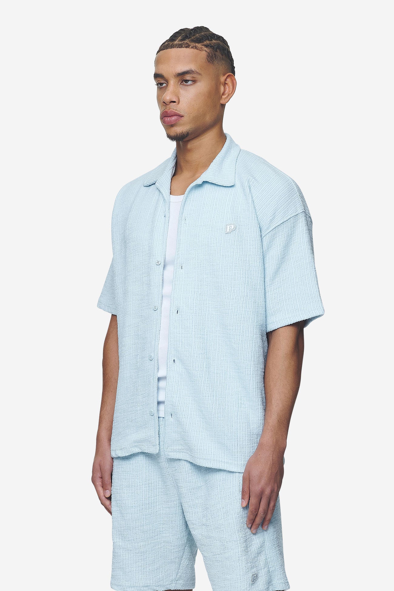 Pegador Libco Structured Knit Shirt Baby Blue Seitenansicht aus der Next Wave Kollektion für Herren