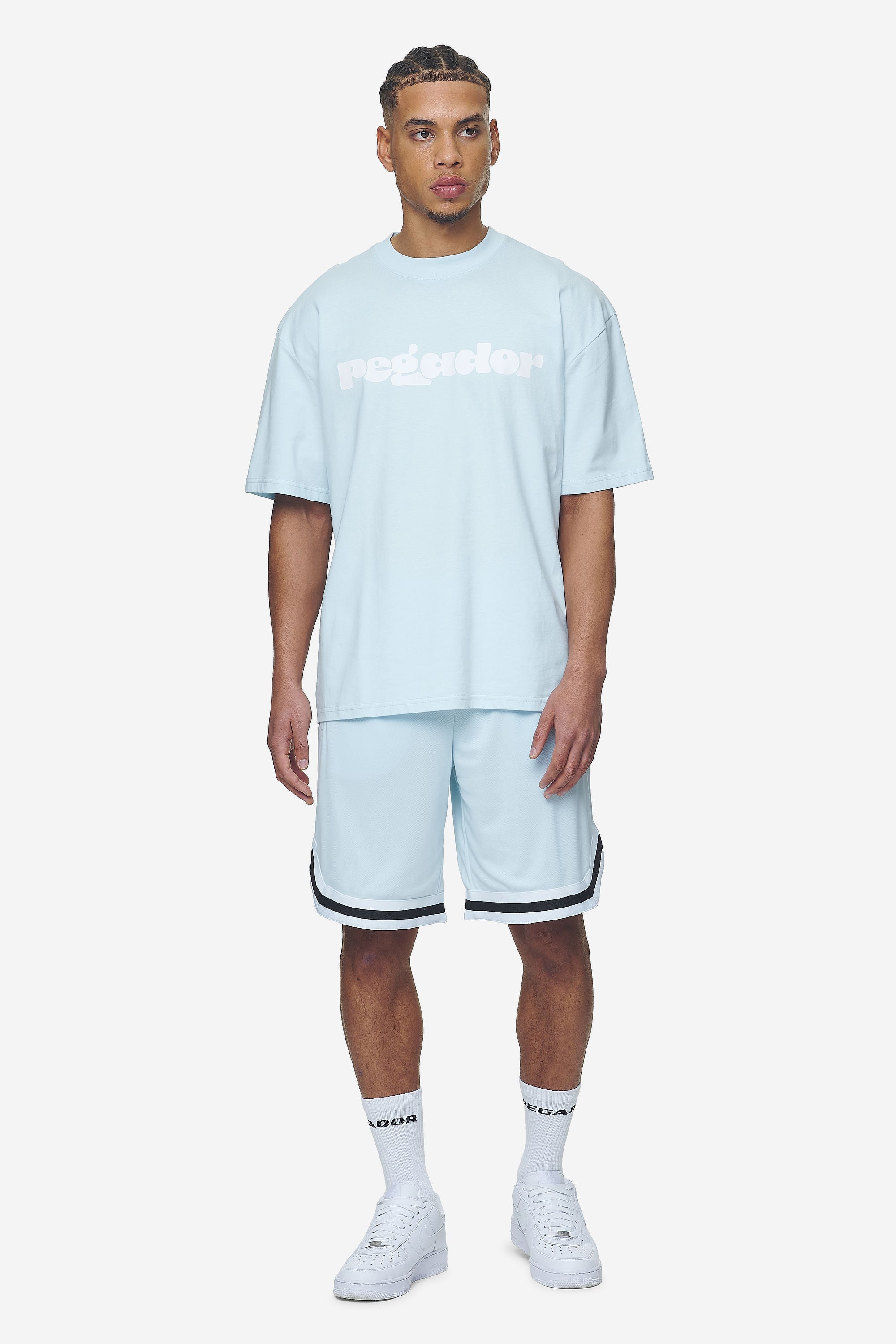 Pegador Lansing Basketball Shorts Baby Blue Ganzkörper Bild aus der Next Wave Kollektion für Herren