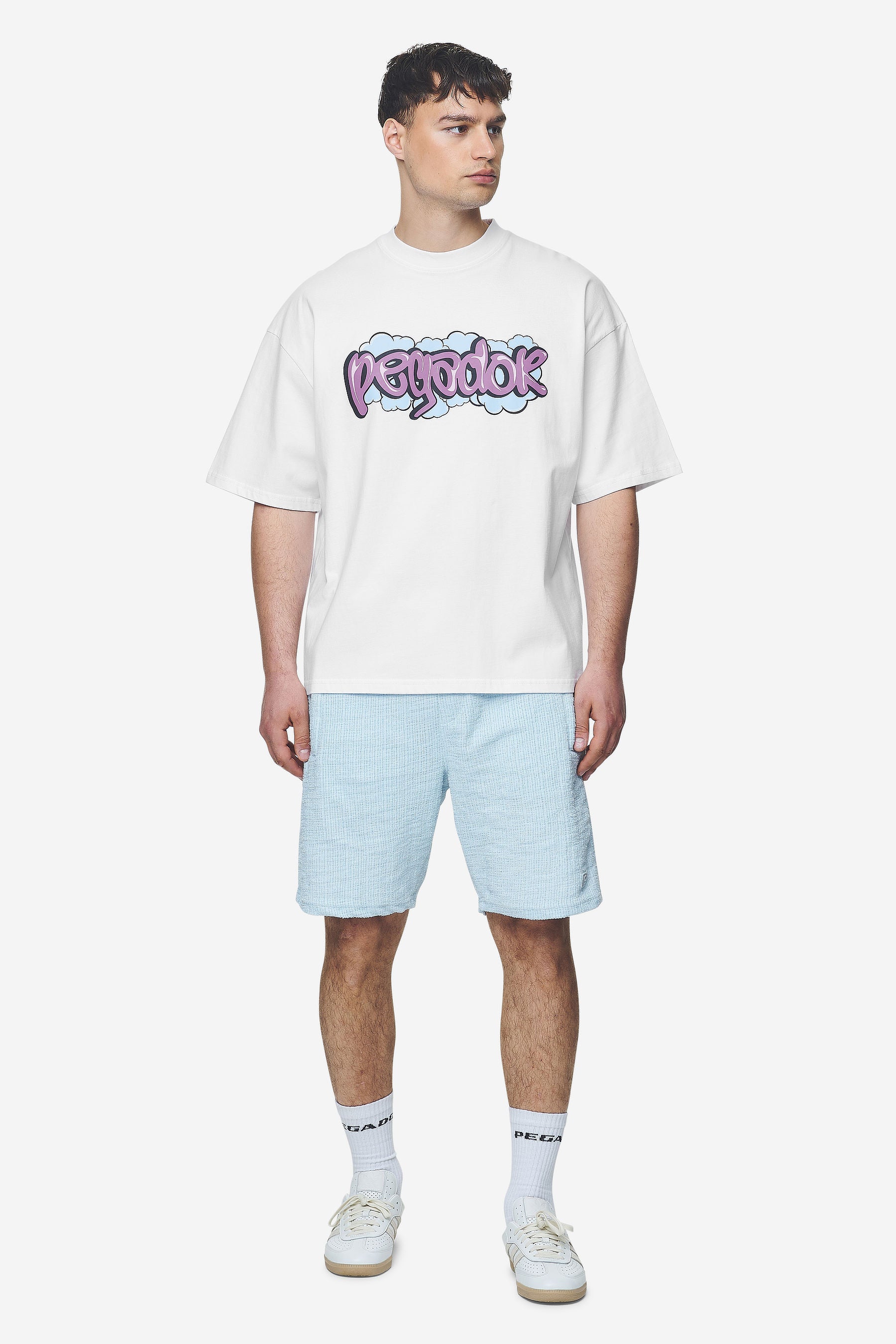 Pegador Breen Boxy Tee White Ganzkörper Bild aus der Next Wave Kollektion für Herren