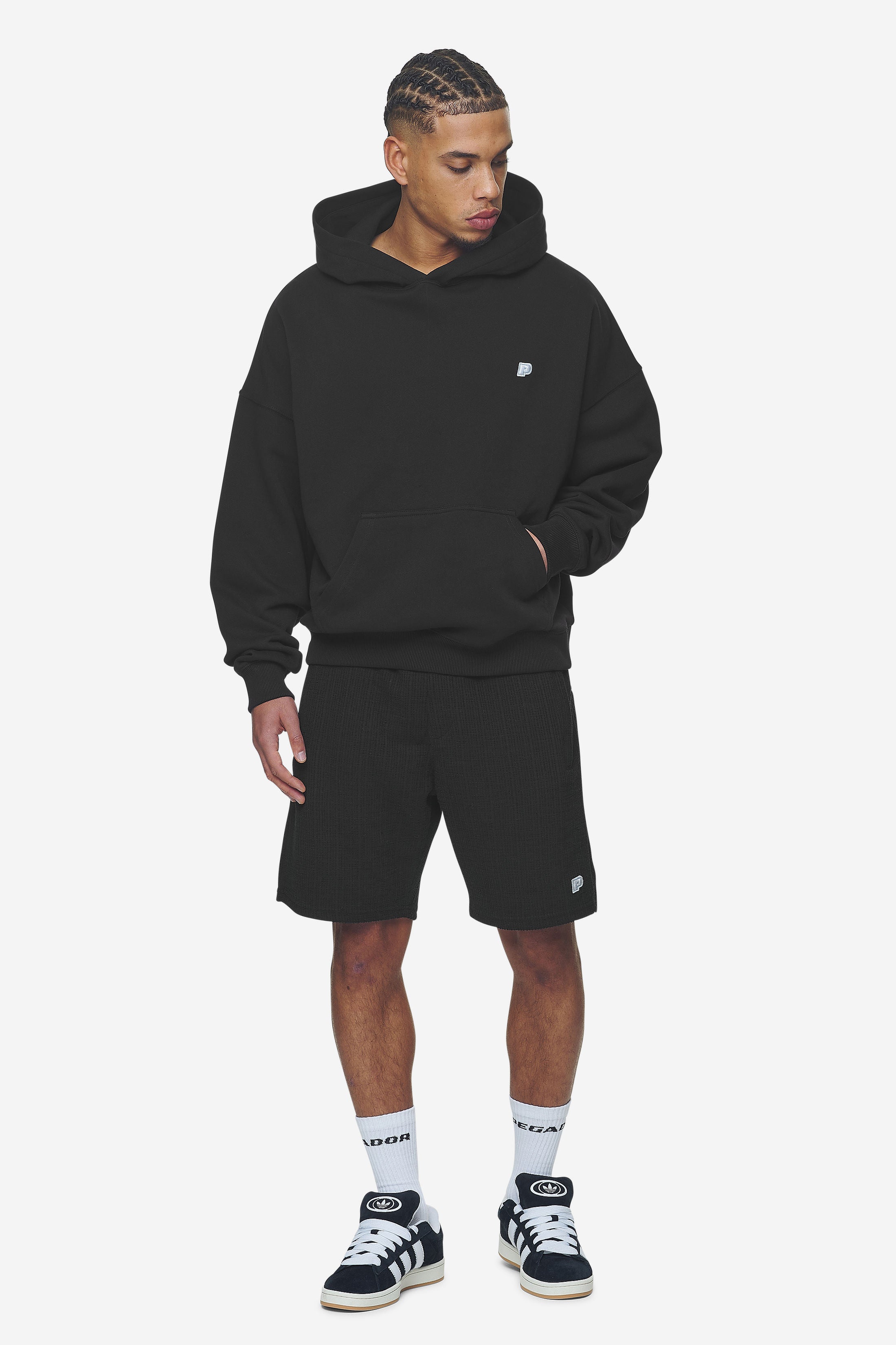 Pegador Leono Boxy Hoodie Washed Black Baby Blue Ganzkörper Bild aus der Next Wave Kollektion für Herren