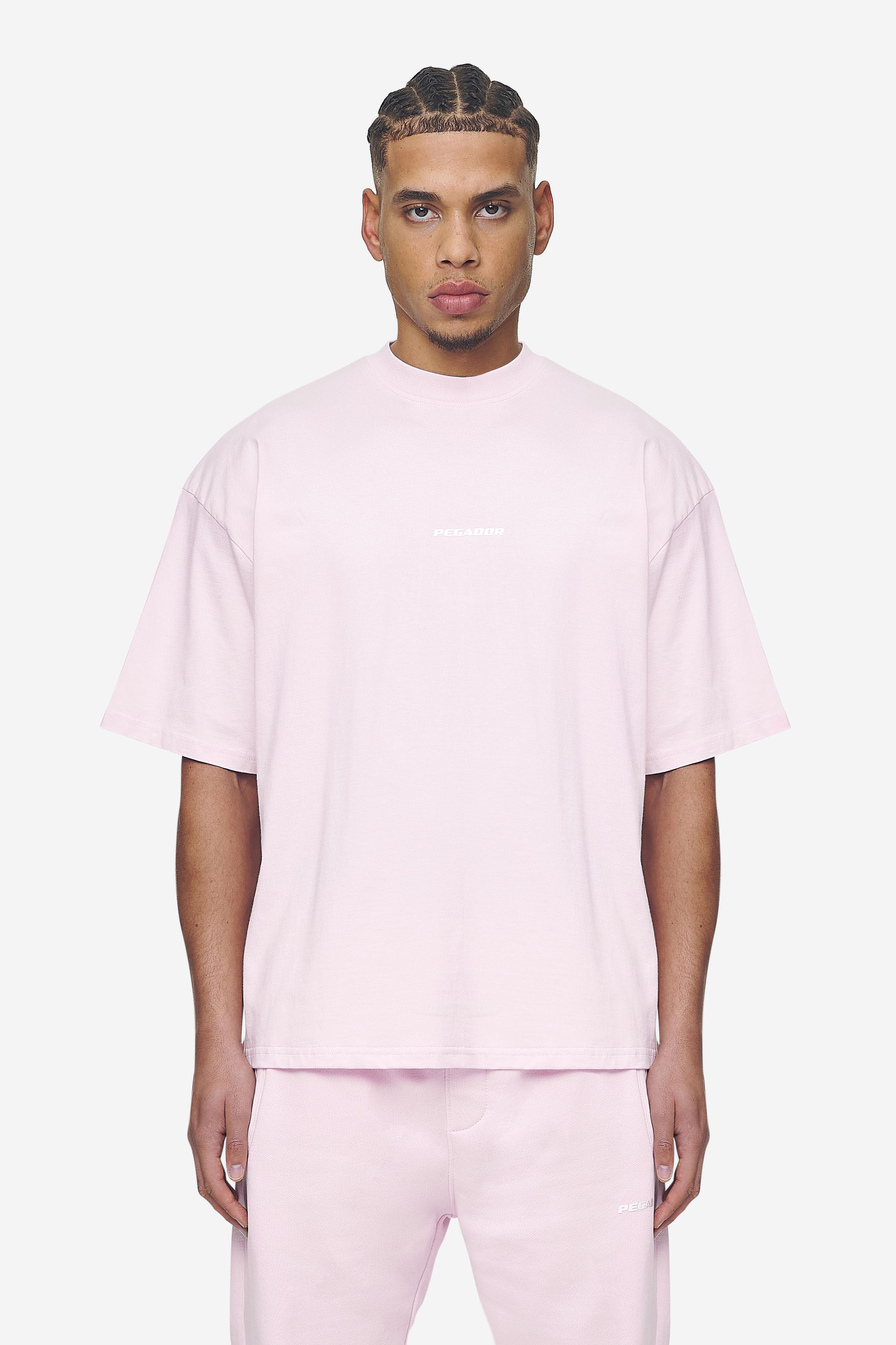 Pegador Logo Boxy Tee Washed Bubblegum White Gum Hauptansicht aus der Next Wave Kollektion für Herren