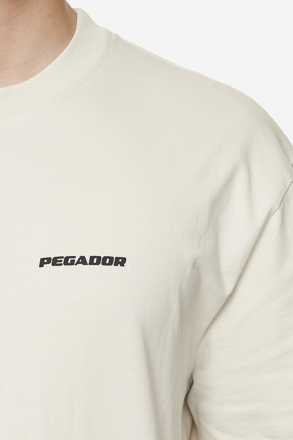 Pegador Logo Oversized Tee Washed Salty Cream Black Gum Detailshot aus der Next Wave Kollektion für Herren