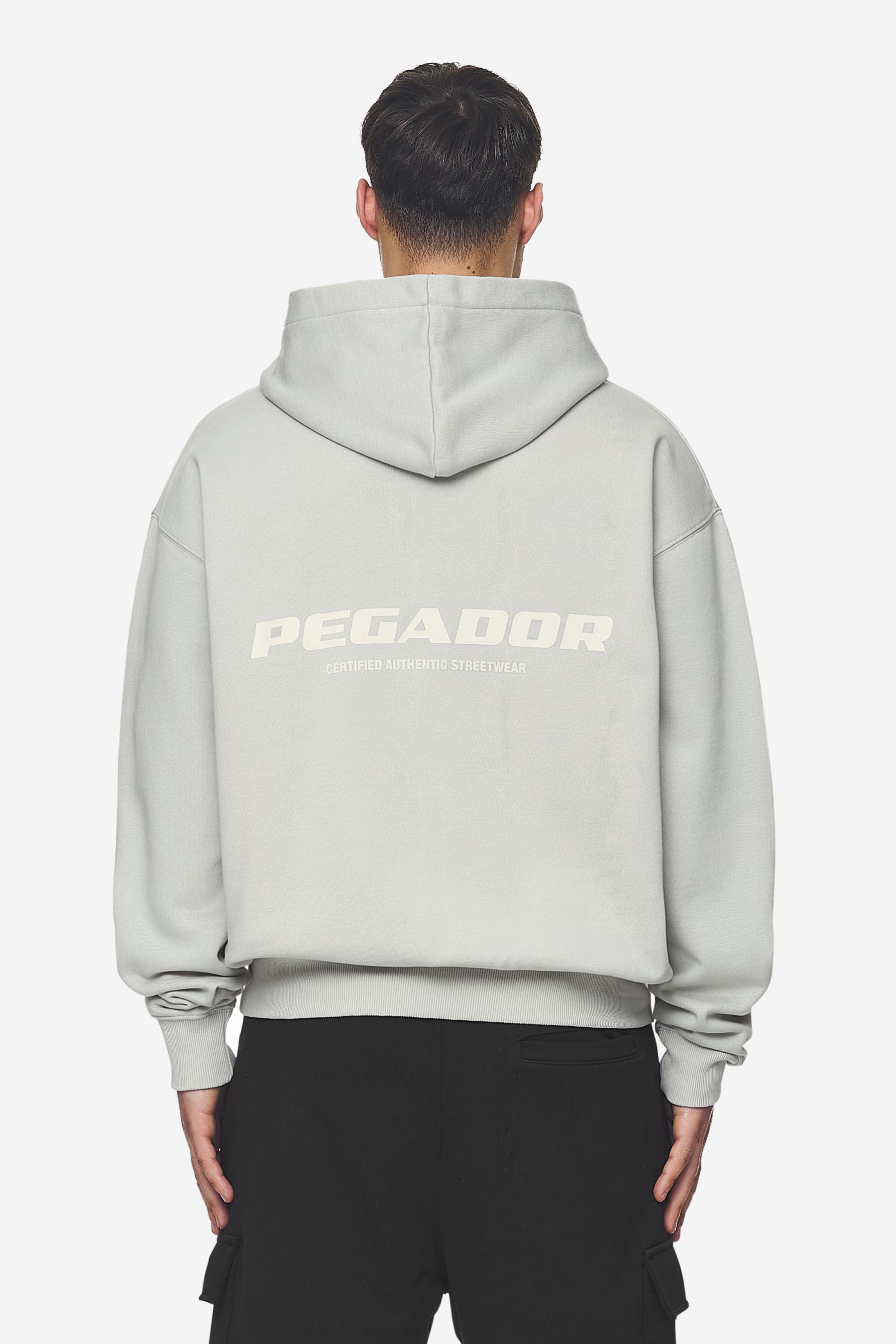 Pegador Colne Logo Oversized Sweat Jacket Washed Pearl Grey Salty Cream Hauptansicht aus der Next Wave Kollektion für Herren