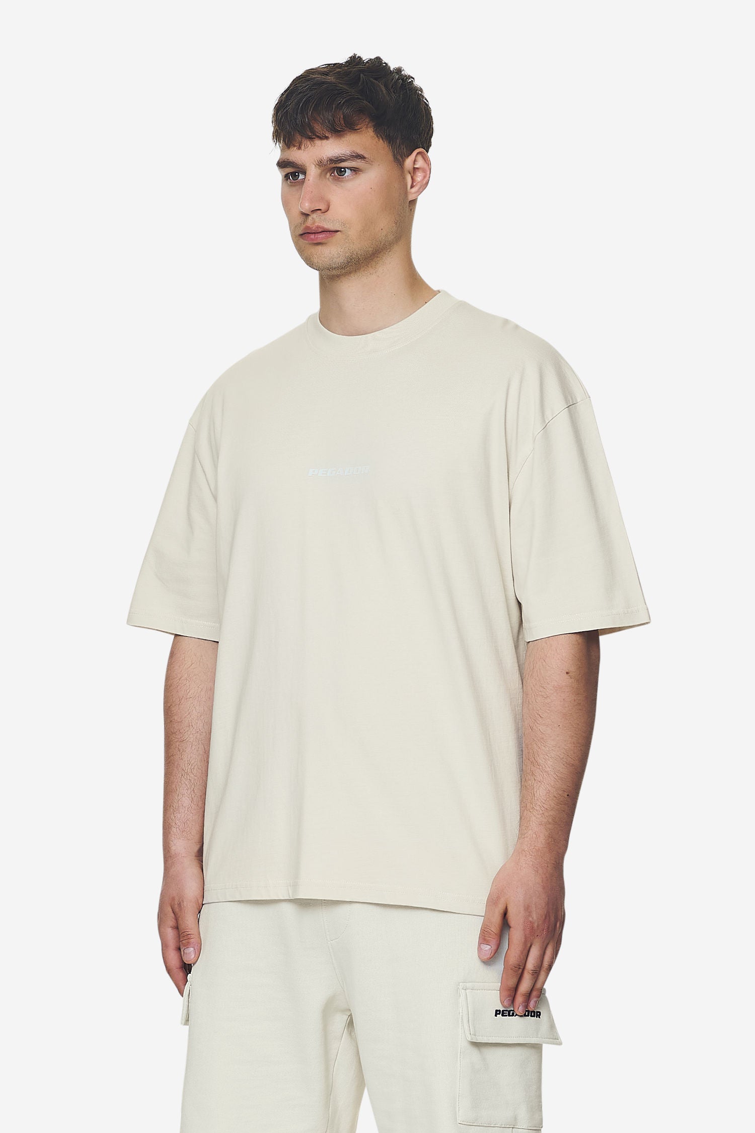 Pegador Colne Logo Oversized Tee Washed Salty Cream Baby Blue Gegenansicht aus der Next Wave Kollektion für Herren