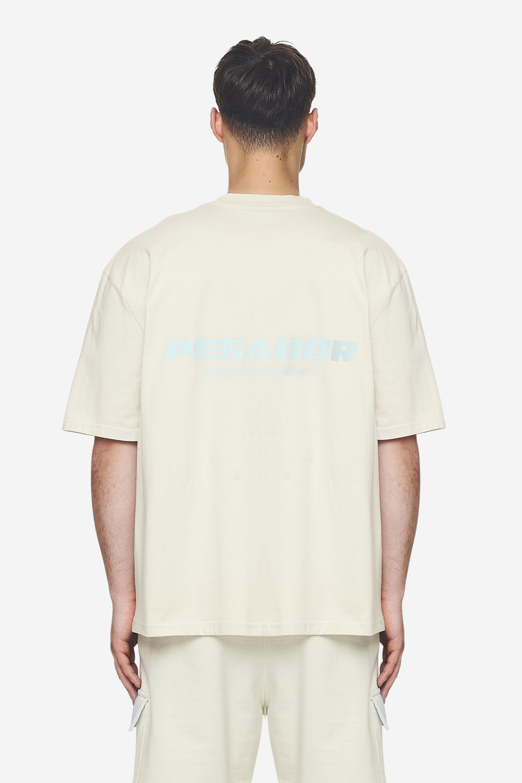 Pegador Colne Logo Oversized Tee Washed Salty Cream Baby Blue Hauptansicht aus der Next Wave Kollektion für Herren