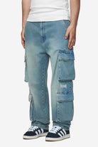 Pegador Romain Wide Denim Cargo Pants Washed Vintage Blue Seitenansicht aus der Next Wave Kollektion für Herren