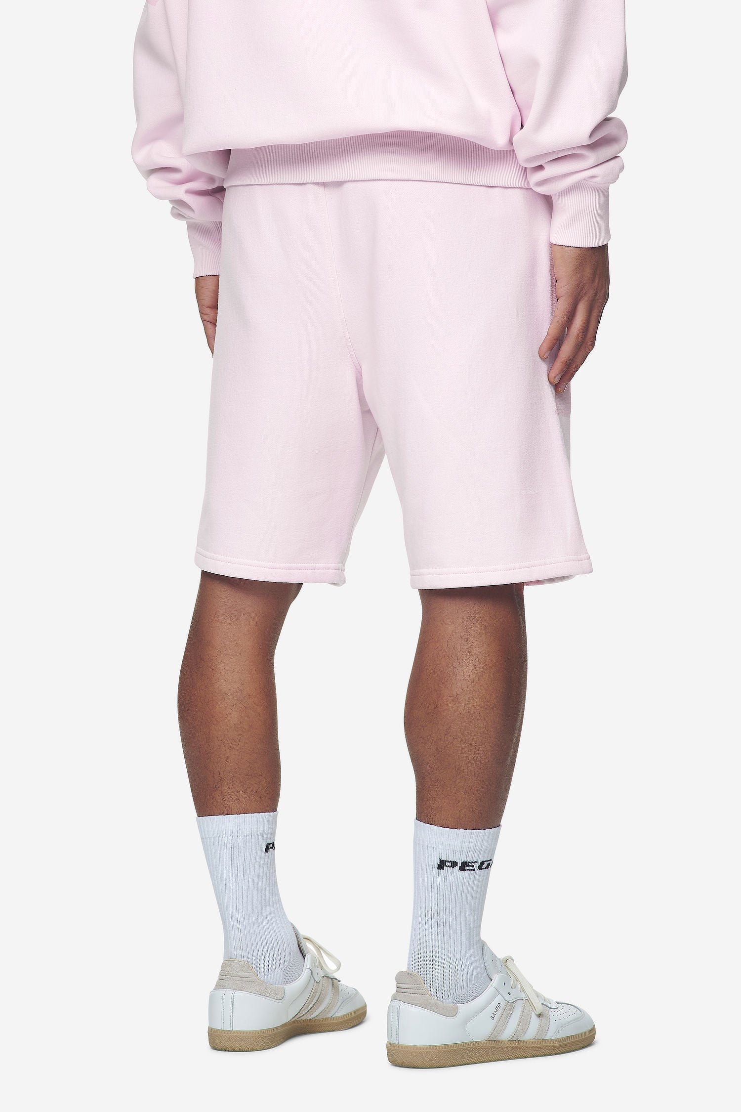 Pegador Logo Heavy Sweat Shorts Washed Bubblegum White Gum Gegenansicht aus der Next Wave Kollektion für Herren