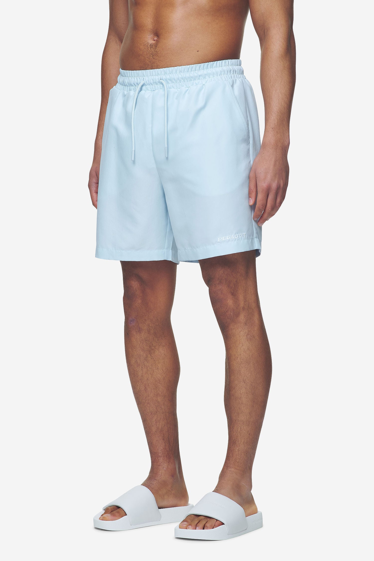 Pegador Logo Swim Shorts Baby Blue Seitenansicht aus der Next Wave Kollektion für Herren