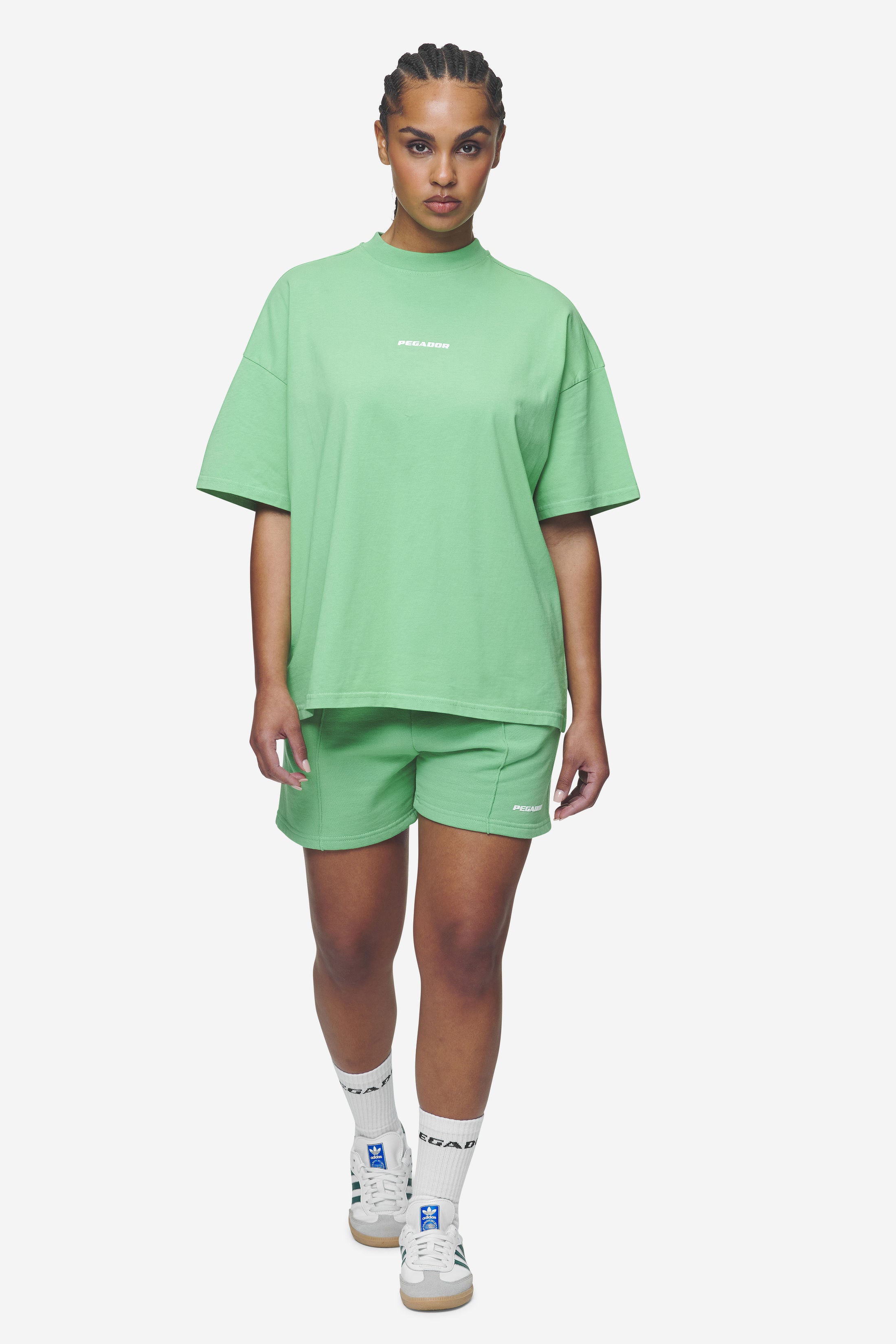 Pegador Bracy Heavy Oversized Tee Washed Peppermint Green White Gum Ganzkörper Bild aus der Next Wave Kollektion für DaHerren