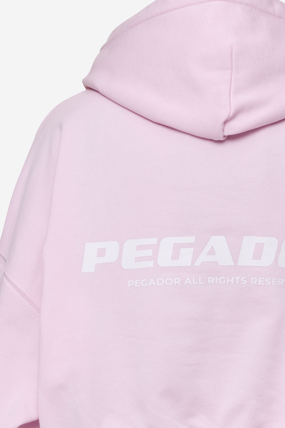 Pegador Luna Logo Oversized Cropped Hoodie Washed Bubblegum White Detailshot aus der Next Wave Kollektion für DaHerren