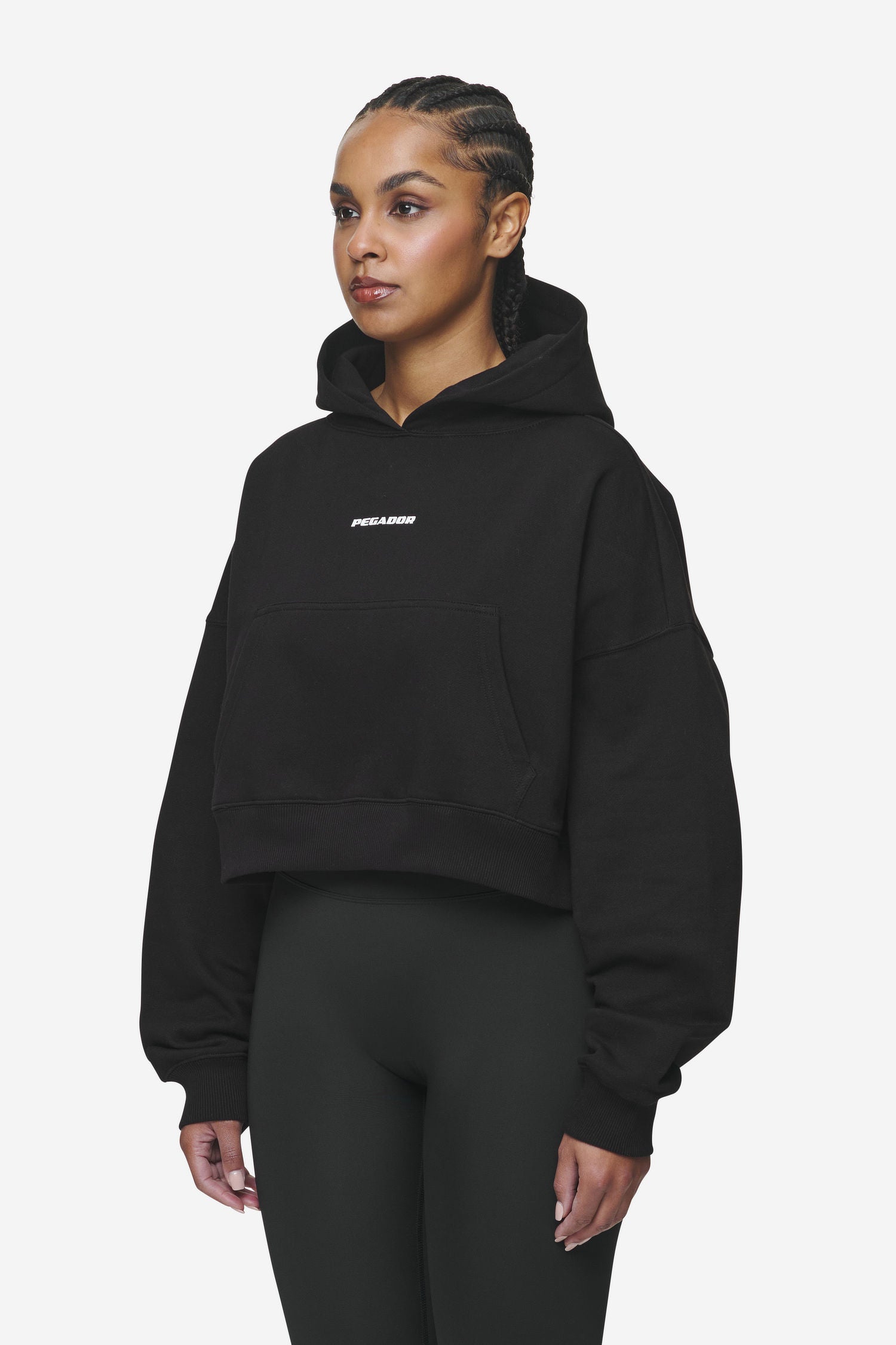 Pegador Salita Oversized Cropped Hoodie Black White Gum Seitenansicht aus der Next Wave Kollektion für DaHerren