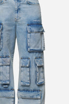 Pegador Celina High Waist Cargo Jeans Washed Pale Blue Detailshot aus der Next Wave Kollektion für DaHerren