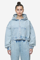 Pegador Zona Cropped Denim Zip Jacket Washed Pale Blue Hauptansicht aus der Next Wave Kollektion für DaHerren