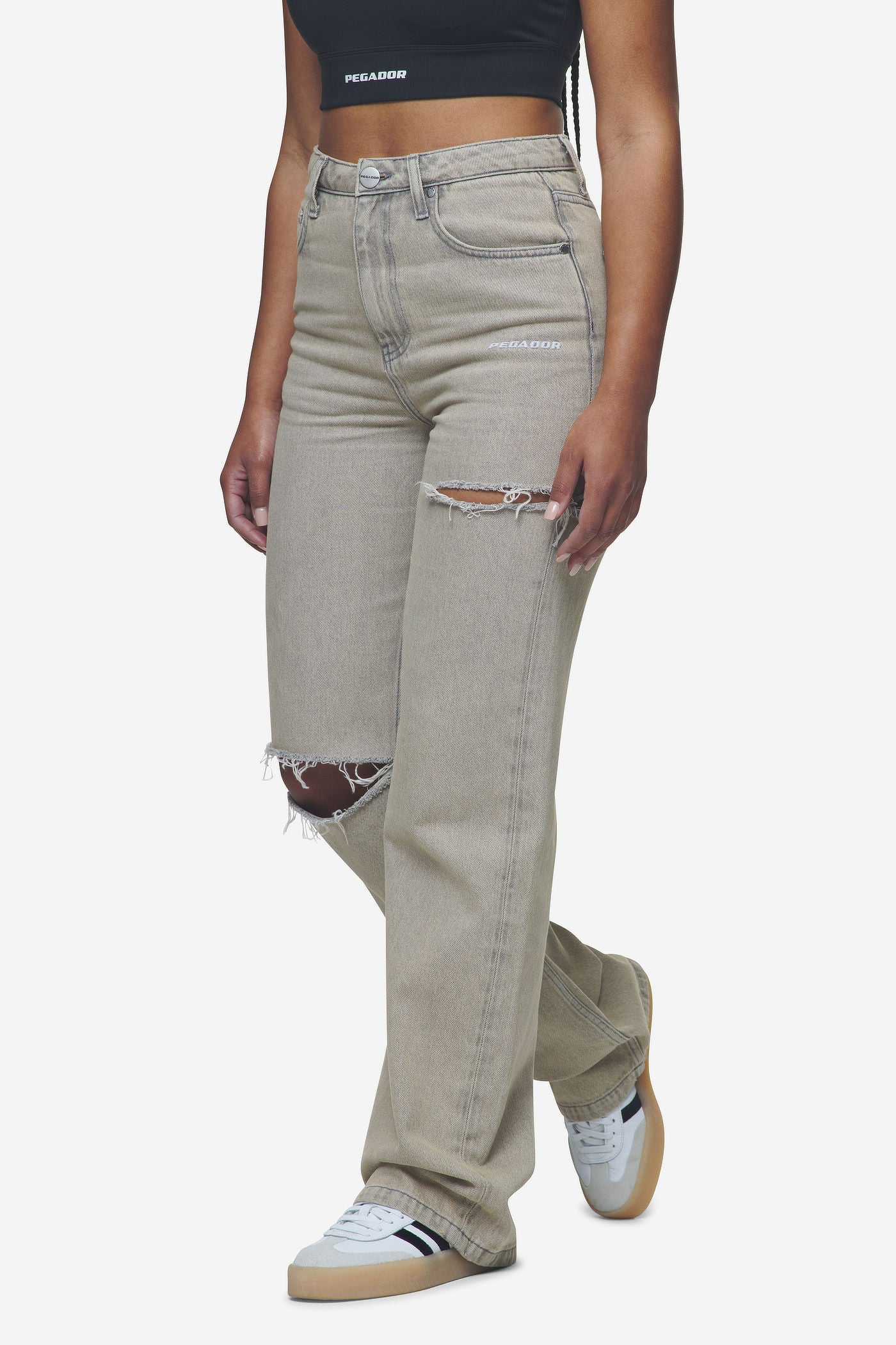 Pegador Romani Destroyed High Waist Jeans Washed Coast Sand Seitenansicht aus der Next Wave Kollektion für DaHerren