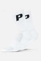 Pegador P Logo Socks White Black Gegenansicht aus der PEGADOR® Kollektion für Herren und Damen