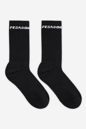 Pegador Side Logo Socks Black White Hauptansicht aus der PEGADOR® Kollektion für Herren und Damen