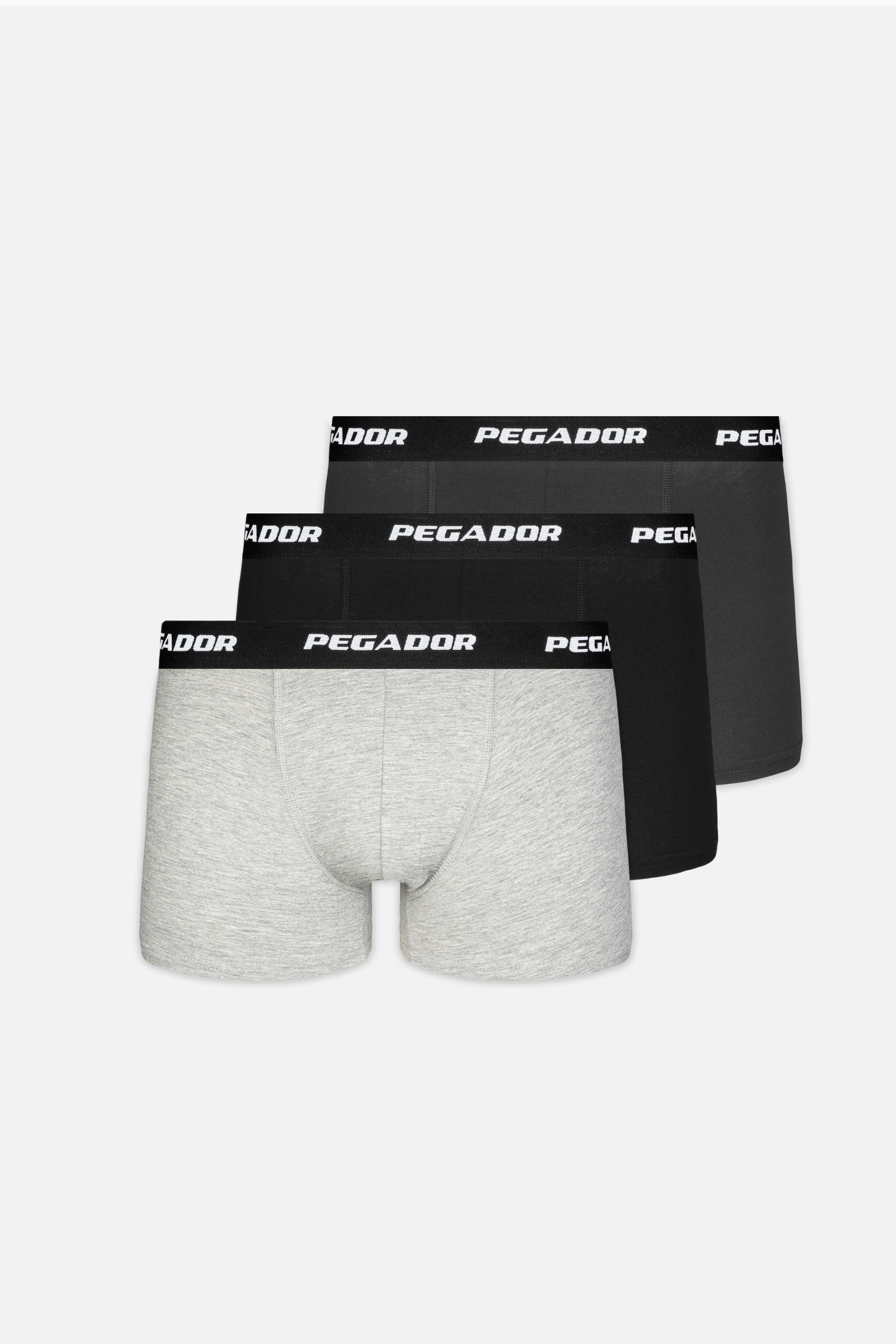 Pegador Tantun Boxershorts 3 Pack Grey Melange Black Anthracite Ganzkörper Bild aus der PEGADOR® Kollektion für Herren und Damen