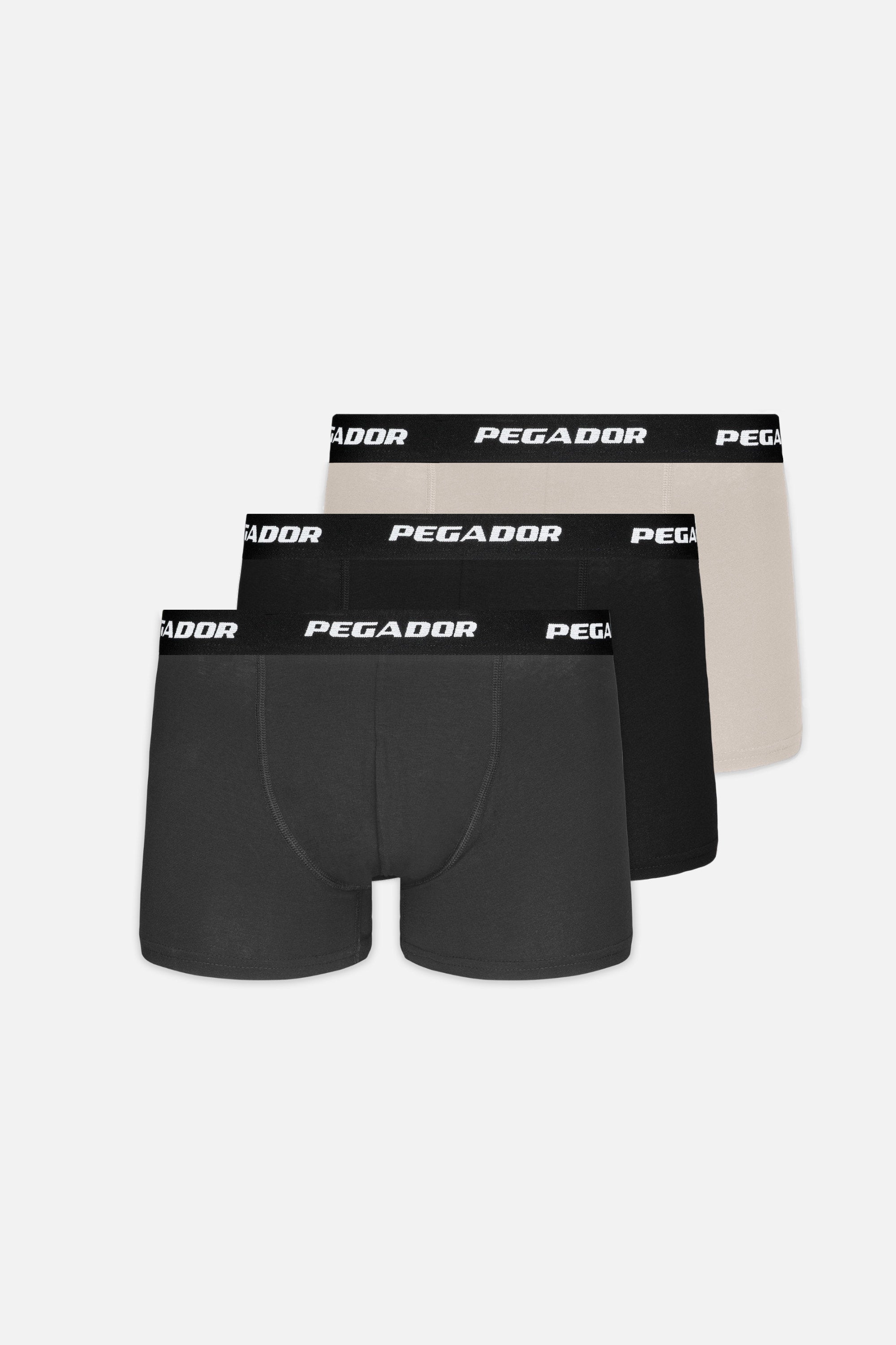 Pegador Tantun Boxershorts 3 Pack Light Beige Anthracite Black Ganzkörper Bild aus der PEGADOR® Kollektion für Herren und Damen